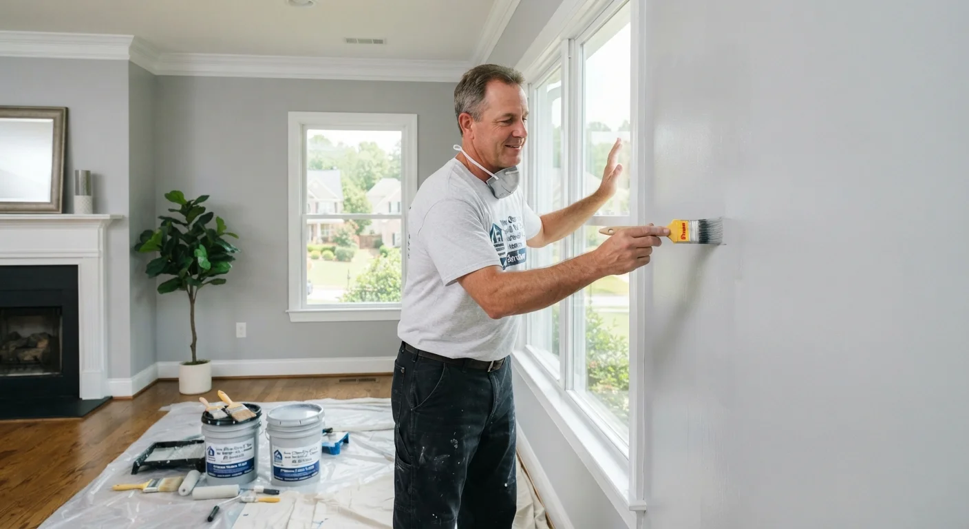 Interior room walls freshly painted in a modern residential home.